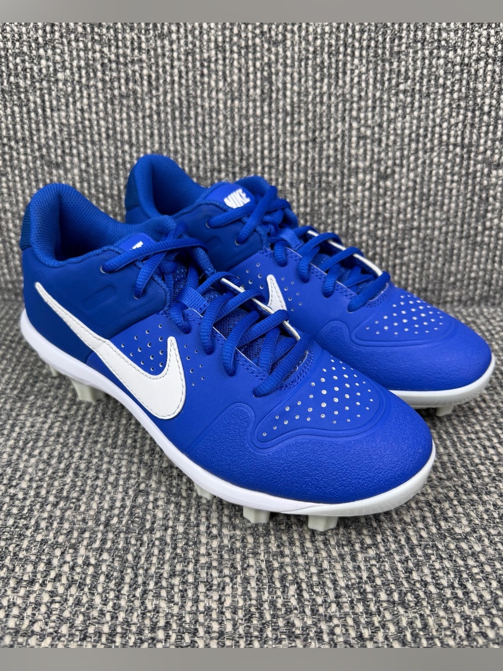 Nike Alpha Huarache Varsity Low MCS Baseball Cleats Blue White 5.5Y AO7583